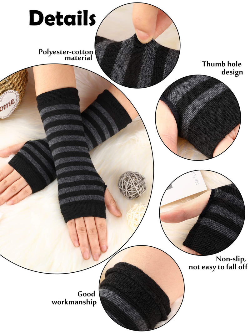 [Australia] - 4 Pairs Cashmere Feel Wrist Fingerless Gloves with Thumb Hole Unisex Cashmere Warm Gloves (Color Set 1) 