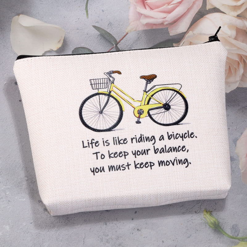 [Australia] - MYSOMY Bicycle Gifts Cosmetic Bag Bicycle Makeup Bag Life is Like Riding a Bicycle Zipper Pouch Cyclist Gifts for Women Cycling Toiletry Bag (Life is Like Riding a Bicycle Makeup Bag) Life is Like Riding a Bicycle Makeup Bag 