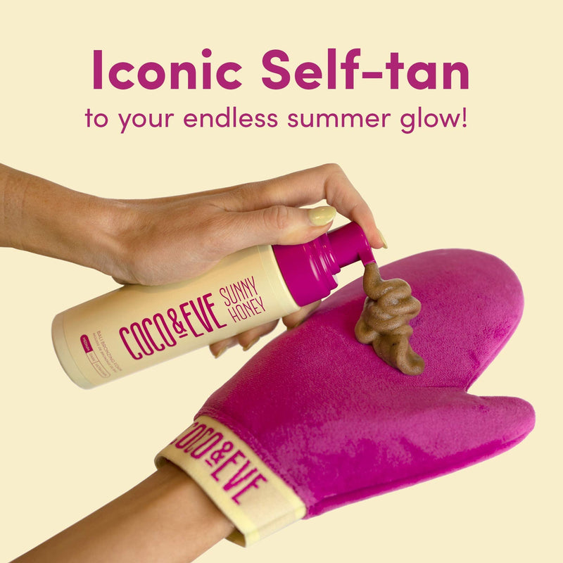 [Australia] - Coco & Eve Sunny Honey Bali Bronzing Self Tanner Mousse Set (Ultra Dark) - All Natural Sunless Tanning Mousse | Instant Self Tanning Lotion with Bronzer with Self Tanning Mitt Applicator (200ml) Ultra Dark 