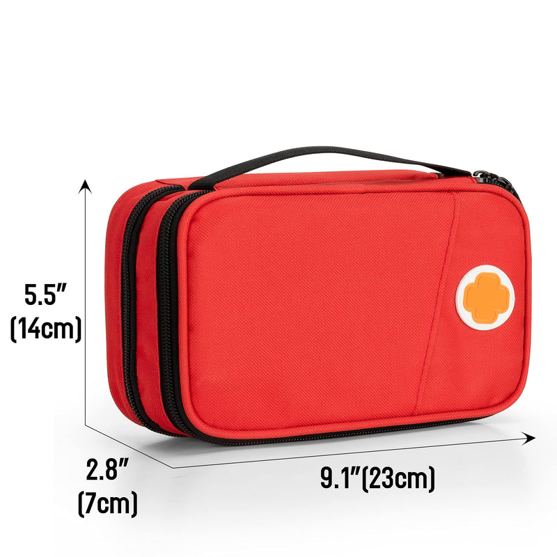 [Australia] - CURMIO Insulated Insulin Cooler Travel Case, Double Layer Diabetic Supplies Storage Bag with Detachable Pouches for Insulin Pens, Diabetic Medication and Ice Packs, Red, Bag Only 