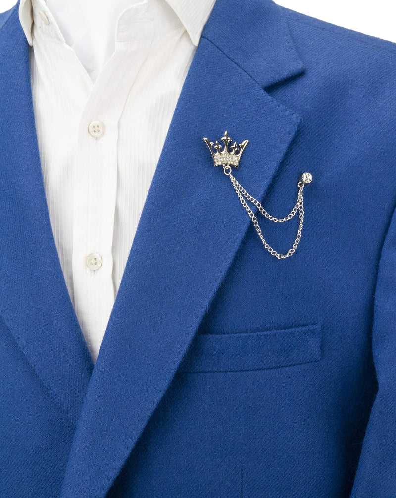 [Australia] - Knighthood Silver Swarovski King Crown Chain Brooch Lapel Pin 