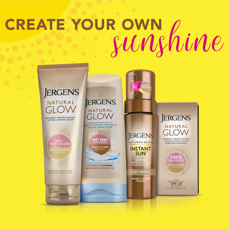 [Australia] - Jergens Natural Glow +FIRMING Self Tanner, Sunless Tanning Lotion for Fair to Medium Skin Tone, Anti Cellulite Firming Body Lotion for Natural-Looking Tan, 7.5 Ounce +Firming Daily Moisturizer, Fair to Medium, 7.5 Ounce 