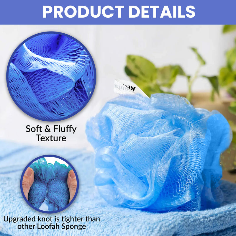 [Australia] - 00000000 Reverporium Bath Sponges Shower Loofah - 4Pcs Shower Sponges Scrubber Exfoliator Body Puffs for Use in Shower - Sponge Shower Puffs for Adults - (Multipack) 