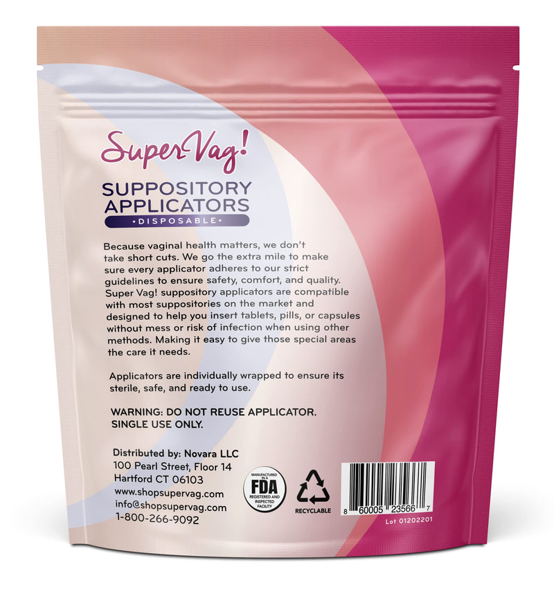 [Australia] - Super Vag! Disposable Vaginal Suppository Applicator | Easy to Use | Soft Tip | Fits Most Brands and Suppositories | Made in USA | 30 Count 