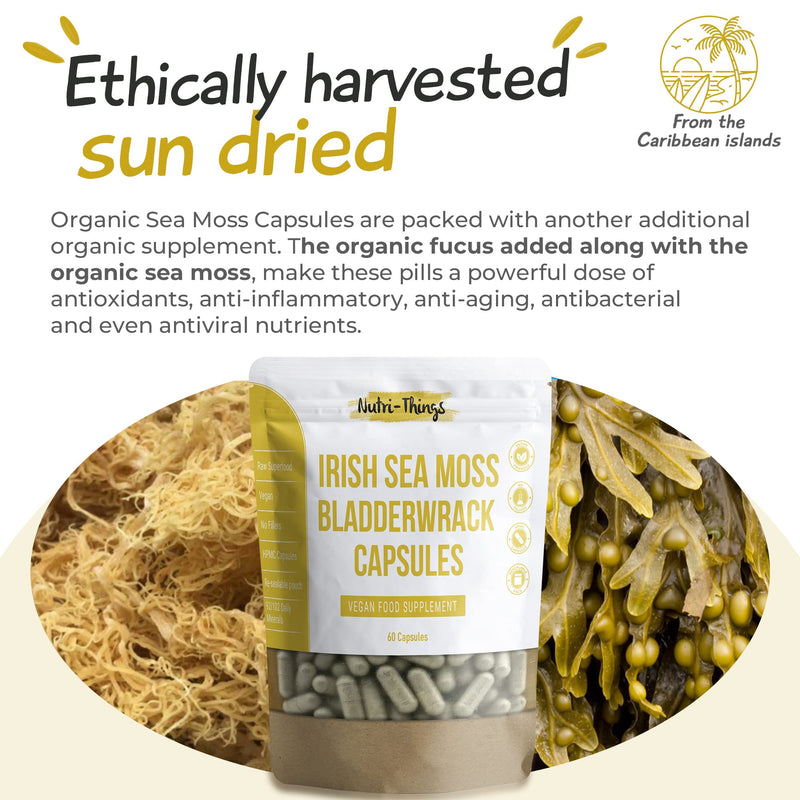 [Australia] - Sea Moss Capsules | Vegan Superfood | Metabolism and Energy Boost | Great Alternative to Gel, Gummies & Raw Irish SeaMoss | 60 Capsules 