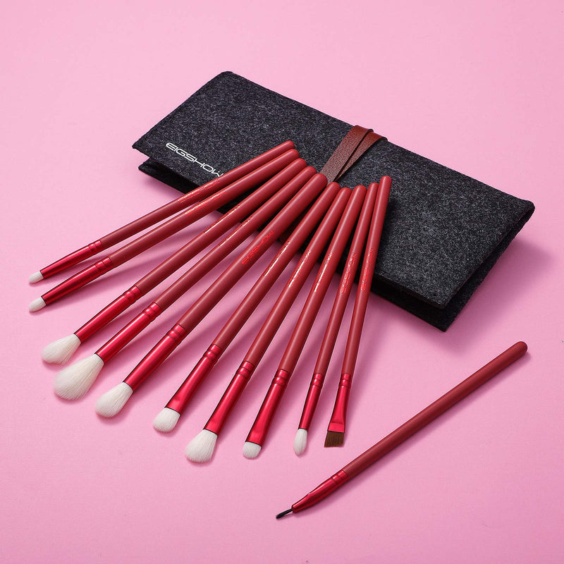 [Australia] - Makeup Eye Brush Set - Eyeshadow Eyeliner Blending Crease Kit - 11 Essential Makeup Brushes - Pencil, Shader, Tapered, Definer Professional Eyebrow Lip Make Up Tools (11pcs Set AGATE RED) 11pcs Set AGATE RED 