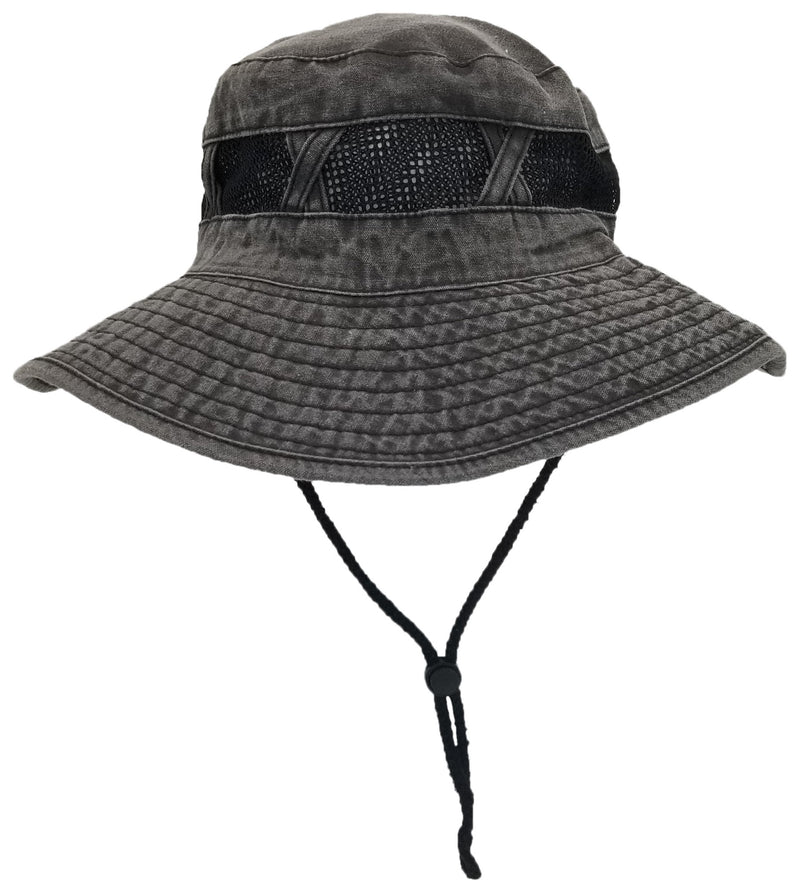 [Australia] - Outdoor Summer Boonie Hat for Hiking, Camping, Fishing, Operator Floppy Military Camo Sun Cap for Men or Women Charcoal Gray (Mesh Strip) 