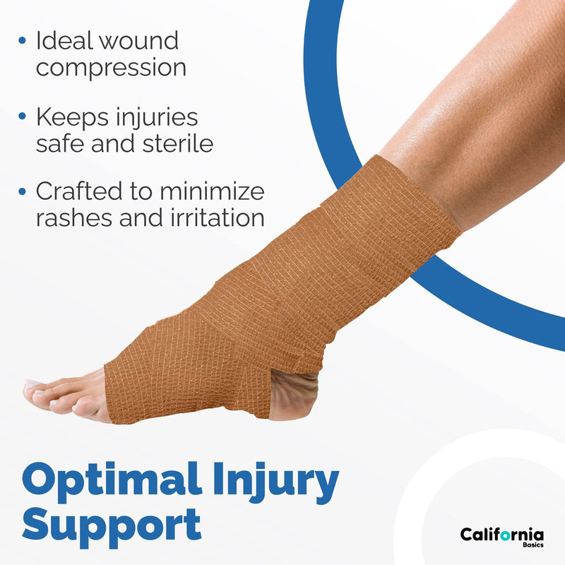 [Australia] - Self Adhering Bandage Wrap (Bundle Pack of 8) | 3 Inch by 5 Yards Non Woven Self Adhesive Bandage Wrap | Brown Athletic Tape for Wrist, Hand and Ankle wrap | Premium-Grade Medical Bandage Tape 8 Count (Pack of 1) 