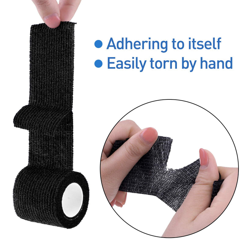[Australia] - 12 Pack Self Adherent Cohesive Wrap Bandages - 2”Wide, 5 Yards - All Sports Athletic Tape | Elastic Self Adhesive Tape | Breathable Wound Tape | First Aid Stretch, Cover All Tape(Black) 