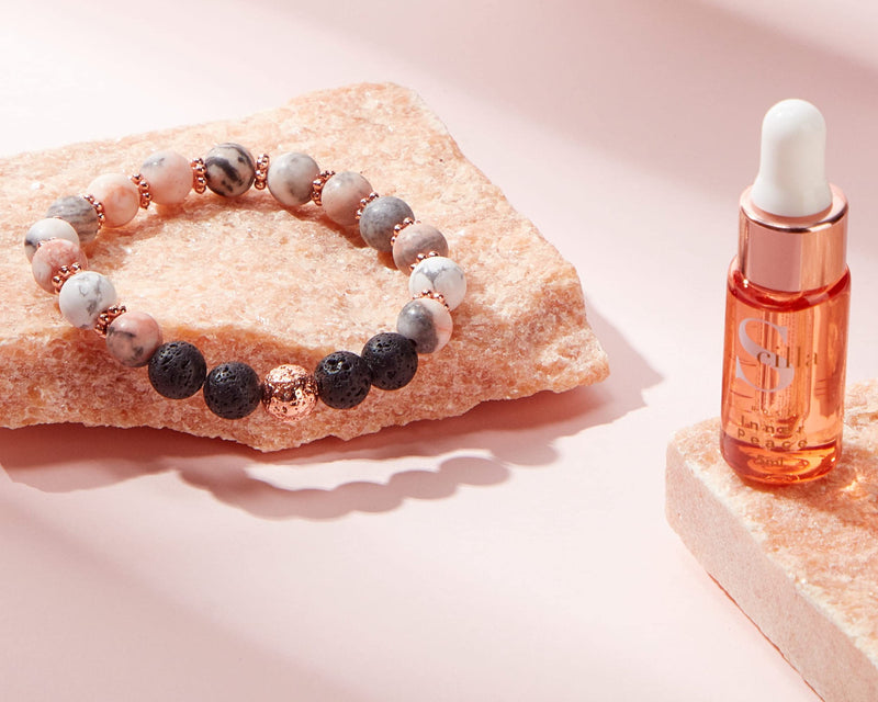 [Australia] - Anxiety Bracelet for Women, Beaded Bracelet, Gemstone Bracelet Lava Rock, Restful Sleep Essential Oils, Aromatherapy Gift Box for Her 