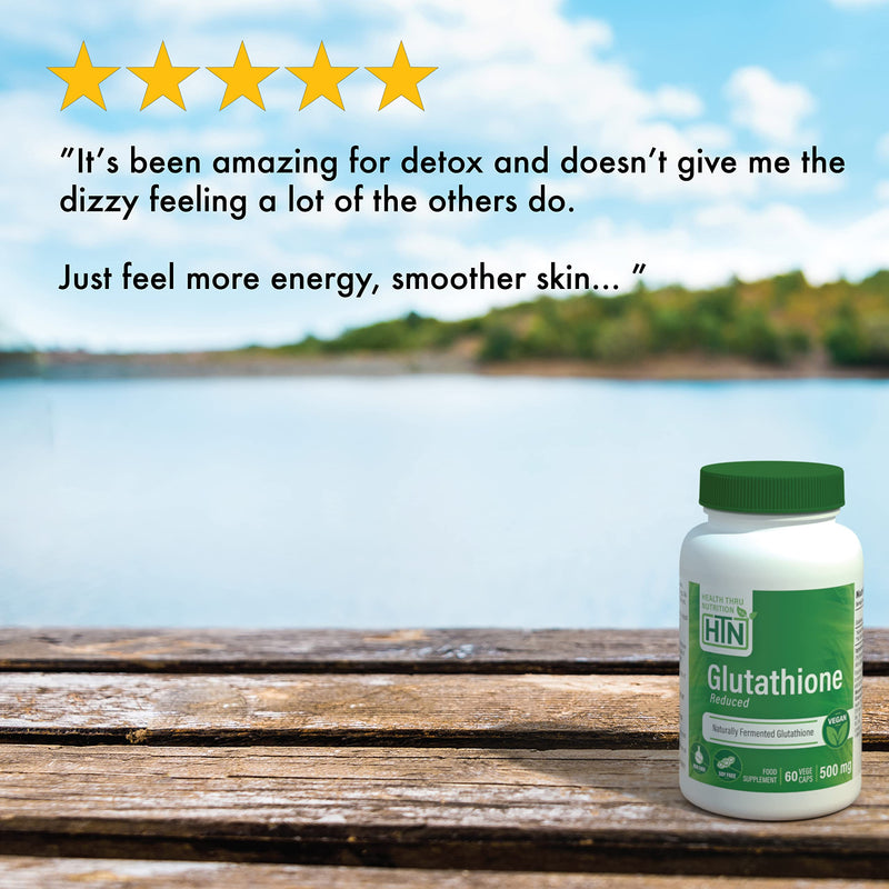 [Australia] - Health Thru Nutrition Glutathione Reduced 500mg | for Radiant Skin, Liver Support & Natural Detox | Vegan, Fermented, Non-GMO, Soy Free & Gluten Free Antioxidant Supplement - 60 Caps 