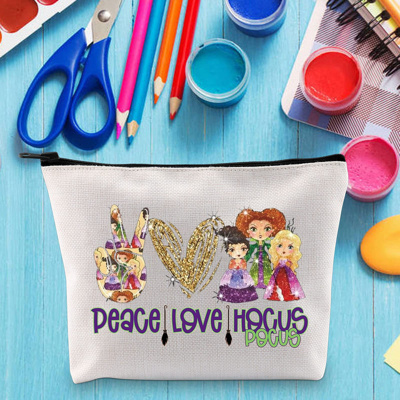 [Australia] - LEVLO Hocus Pocus Cosmetic Make Up Bag Hocus Pocus Witch Gift Peace Love Hocus Pocus Makeup Zipper Pouch Bag Hocus Pocus Merchandise, Peace Love Hocus Pocus, 