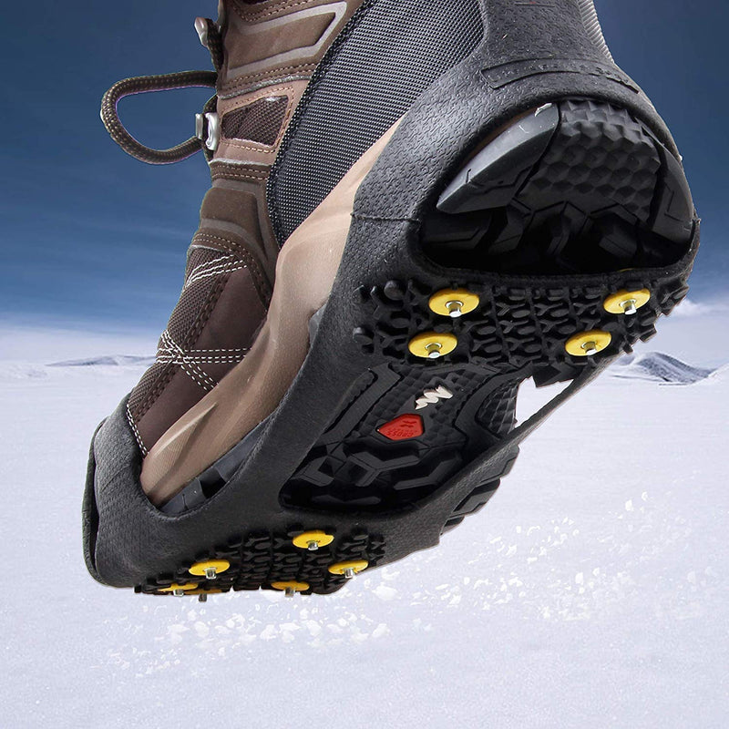 [Australia] - FUSIGO Ice Snow Traction Cleats, 10-Studs Walk Traction Cleats Crampons for Shoes and Boots Slip-on Stretch Footwear for Men Women Walking on Snow and Ice Large(7-9.5 men/8.5-11 women) 