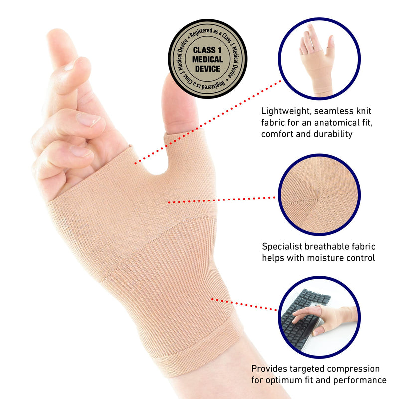 [Australia] - Neo G Wrist and Thumb Support - Ideal for Arthritis, Joint Pain, Tendonitis, Sprains, Hand Instability, Sports - Multi Zone Compression Sleeve - Airflow - Class 1 Medical Device - Medium - Tan Beige 