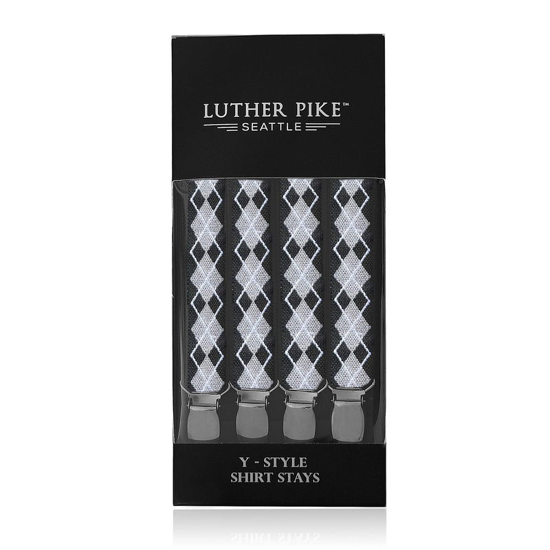 [Australia] - Luther Pike Seattle Shirt Stays For Men: Mens Tucker Garters Stay Tucked In: Uniform Military Police Argyle 