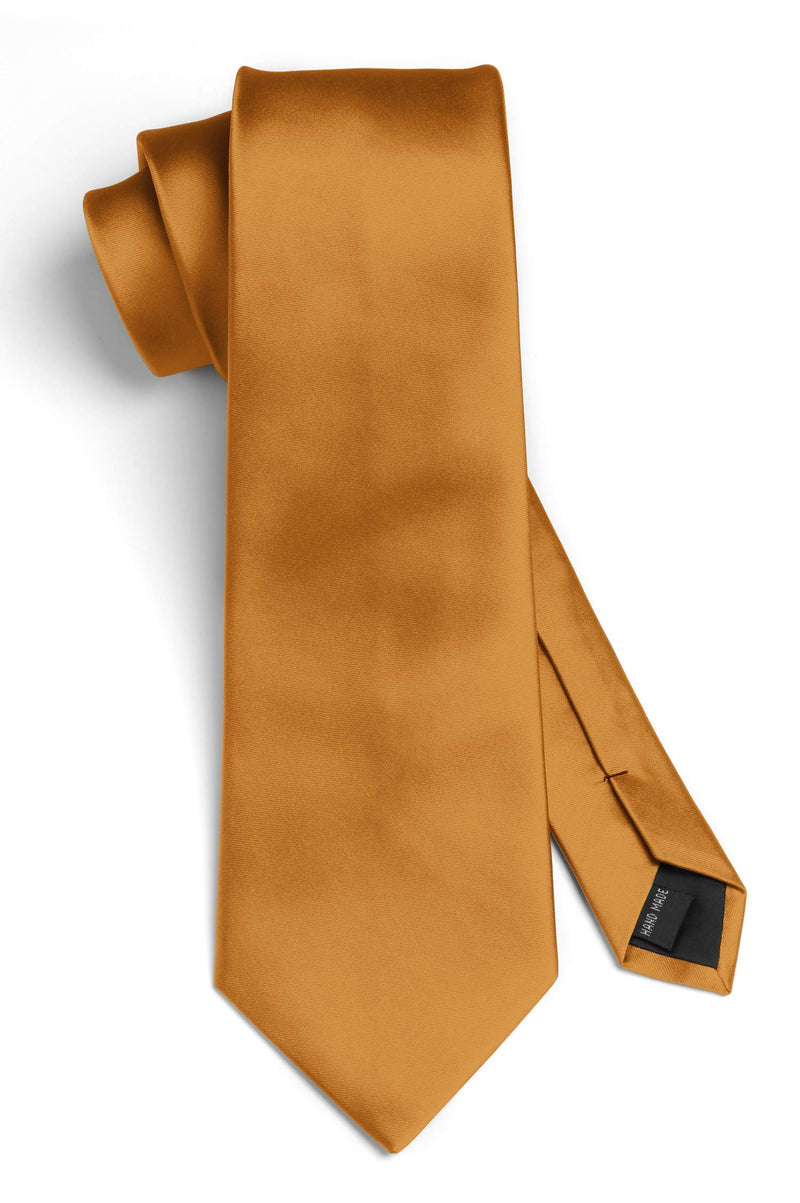 [Australia] - Mens Solid Color Ties Formal Satin Necktie and Pocket Square Set Wedding, by HISDERN Tan Regular, 59 inches length 
