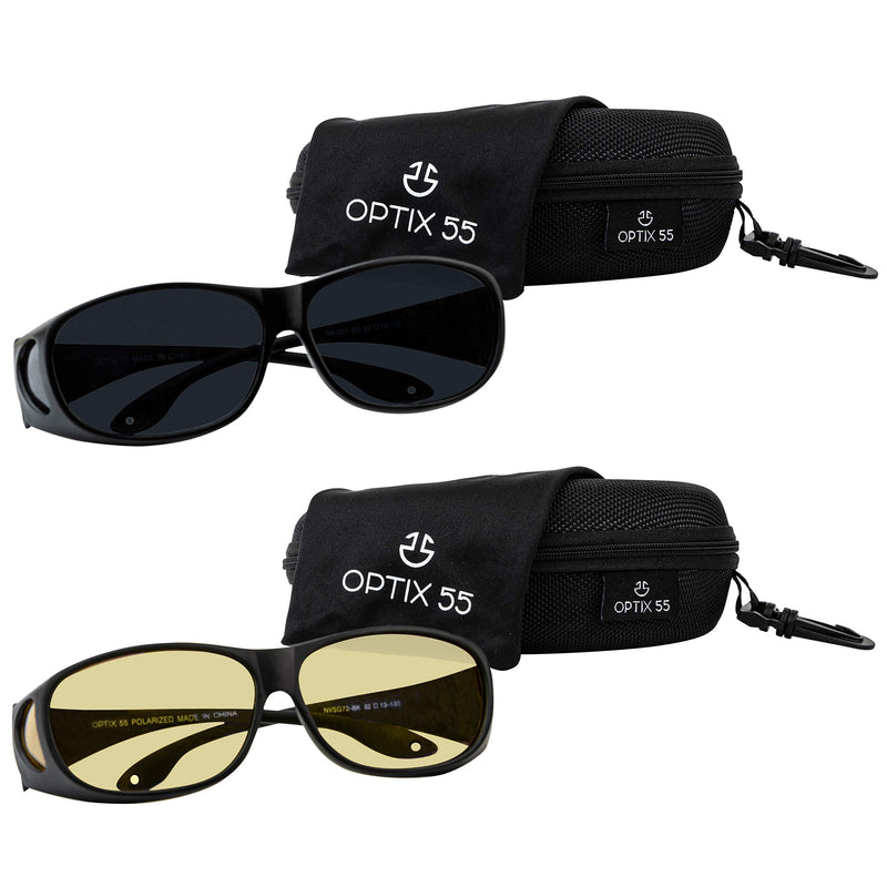 [Australia] - Fit Over HD Day / Night Driving Glasses Wraparound Sunglasses for Men, Women - Anti Glare Polarized Wraparounds Night Vision / Sunglasses 