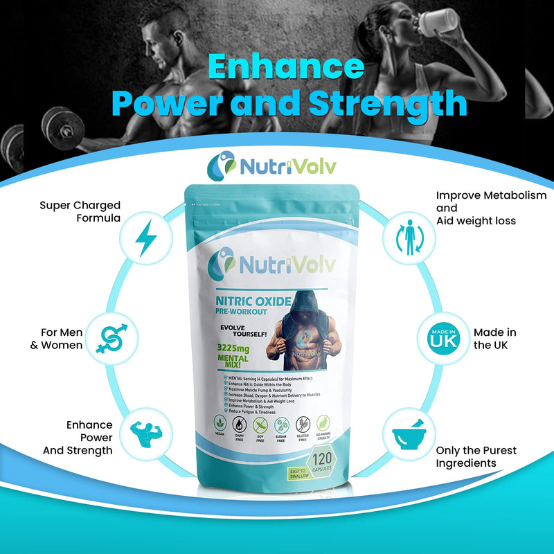[Australia] - Nitric Oxide L-Arginine 100% Pre Workout Supports Athletic Performance and Muscle Building | 120 Capsules 