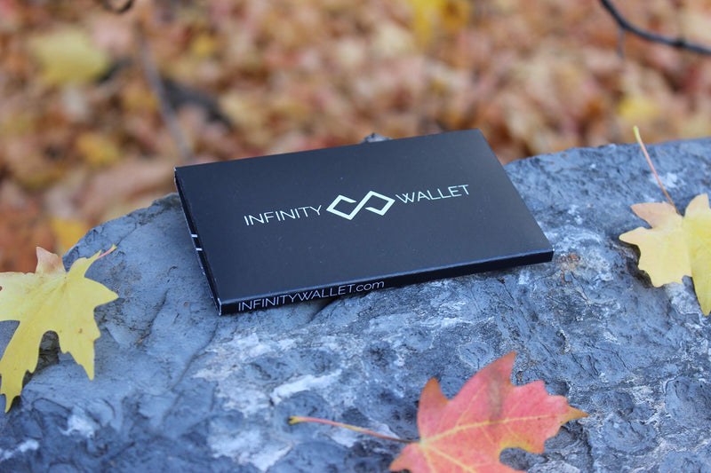 [Australia] - Infinity Wallet - Minimalist Wallets For Men and Women Black With Blue Logo 