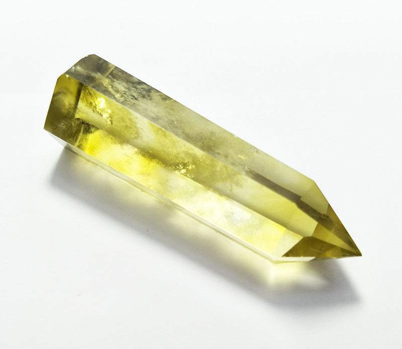 [Australia] - Yellow Quartz Crystal Wand Pointed & Faceted for Healing Reiki Chakra Meditation Therapy Decor (Citrine Crystal) Yellow 1 pcs 