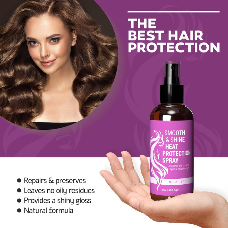 [Australia] - Neatly Heat Protection Spray for Hair - A Natural Keratin Hair Spray for Heat Defense - Heat Protection for Hair with Aloe Vera & Keratin - Heat Protector Spray & Heat Defense Spray for Hair, 250ml 