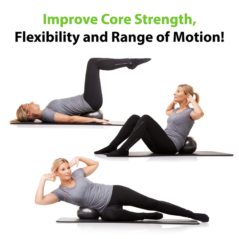 [Australia] - URBNFit Mini Pilates Ball - Small Exercise Ball for Yoga, Pilates, Barre, Physical Therapy, Stretching and Core Fitness - Includes Stability Ball Workout Guide Black 9 In (23 cm) 