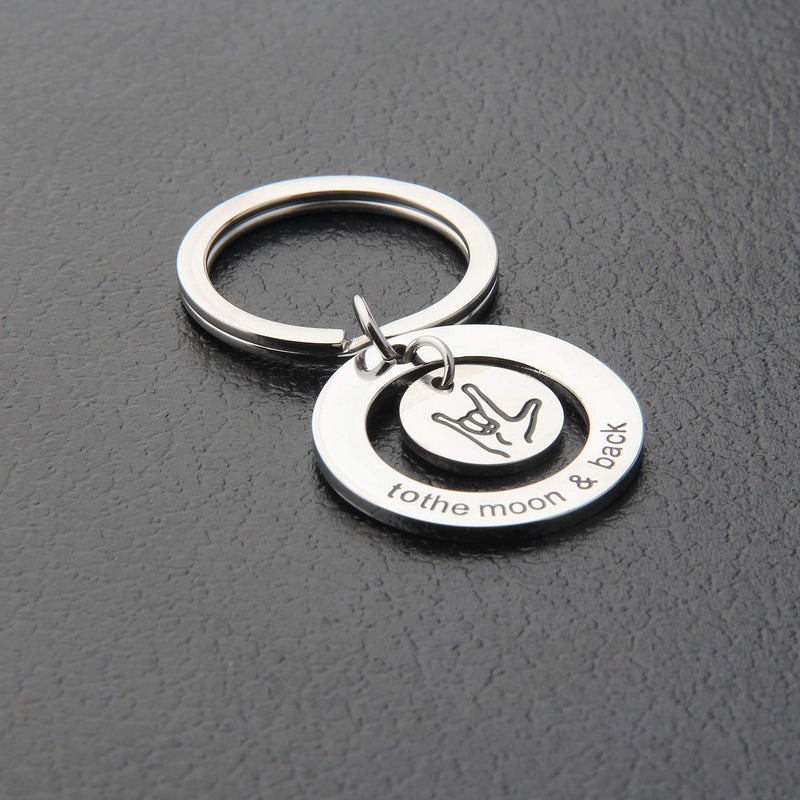 [Australia] - AKTAP Sign Language Jewelry I Love You to The Moon and Back Keychain ASL Sign Language Gift Interpreter Gift ASL Jewelry 
