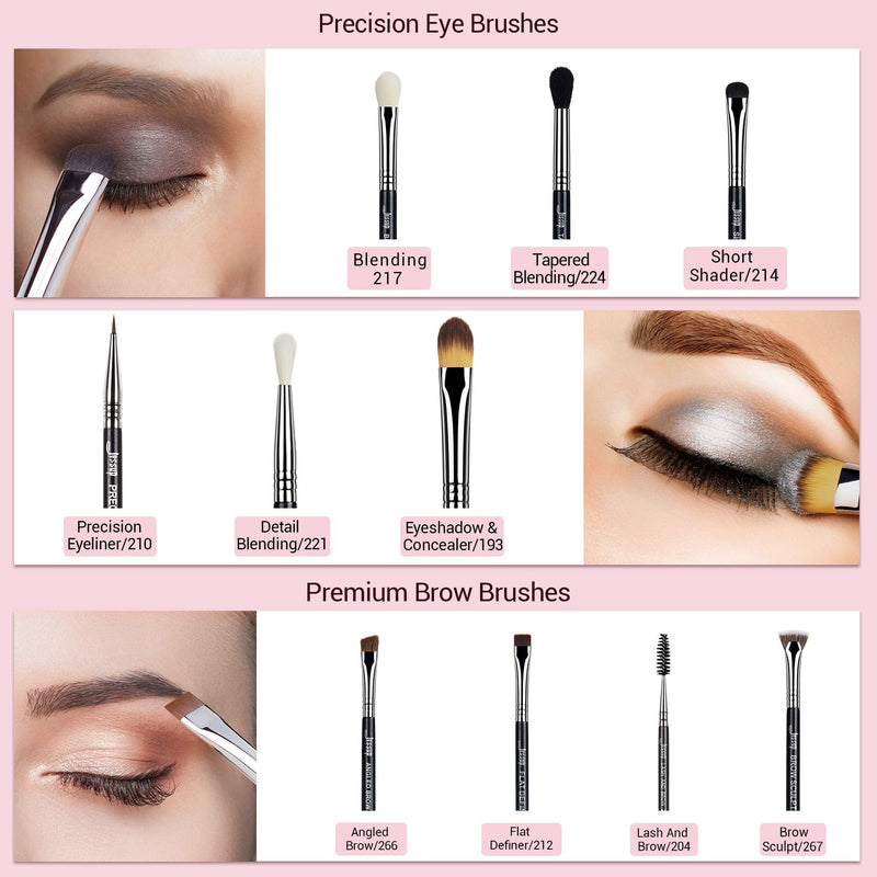 [Australia] - Jessup Eye Makeup Brushes 10 pcs with Cosmetic Bag, Premium Synthetic Eyeshadow Blending Concealer Eyebrow Eyeliner Brush Set T315 