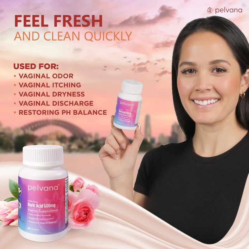 [Australia] - Pelvana Boric Acid Suppositories 30 + 7 Applicators + 10 pH Test Strips = 47 Piece Kit for Vaginal pH Balance, Odor, Itching, Dryness & Discharge 47 Piece Set 