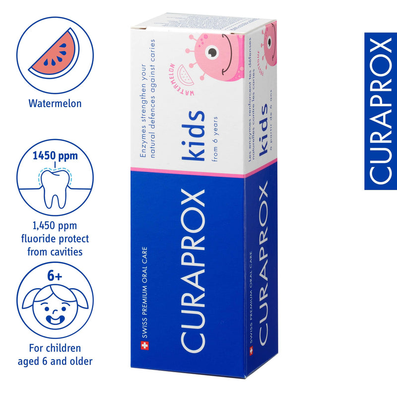 [Australia] - Curaprox Children's Toothpaste Watermelon, 60ml - Fresh & Fruity Watermelon Flavoured Toothpaste for Kids 6 Years +, Clear 60 ml (Pack of 1) 