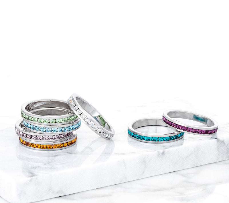 [Australia] - Kate Bissett Stylish Birthstone Stackables Swarovski Crystal Eternity Bands Amethyst -February 5 