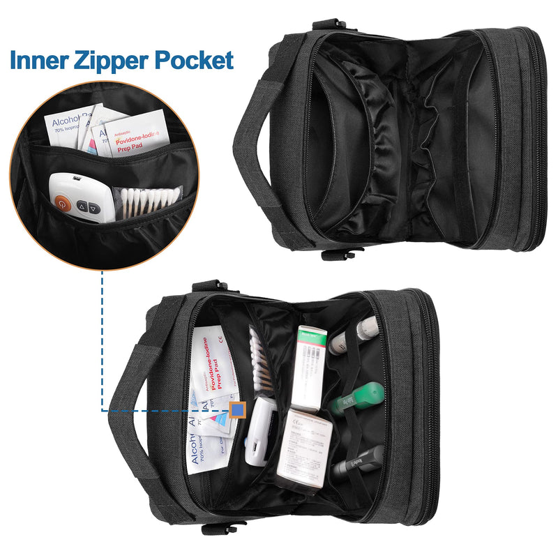 [Australia] - CURMIO Insulin Cooler Travel Case, Diabetes Supplies Bag with Shoulder Strap for Insulin Pen, Glucose Meter and Diabetic Supplies, Black (Bag Only, Patented Design) 