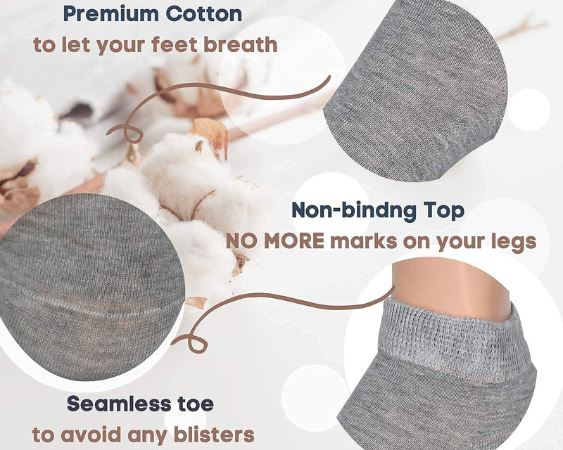 [Australia] - Diabetic Socks Women- Premium Cotton, Low Cut, Fashion Designed & Thin Baby Blue, Pink, Yellow, Orange, Salmon and Gray 5-9 