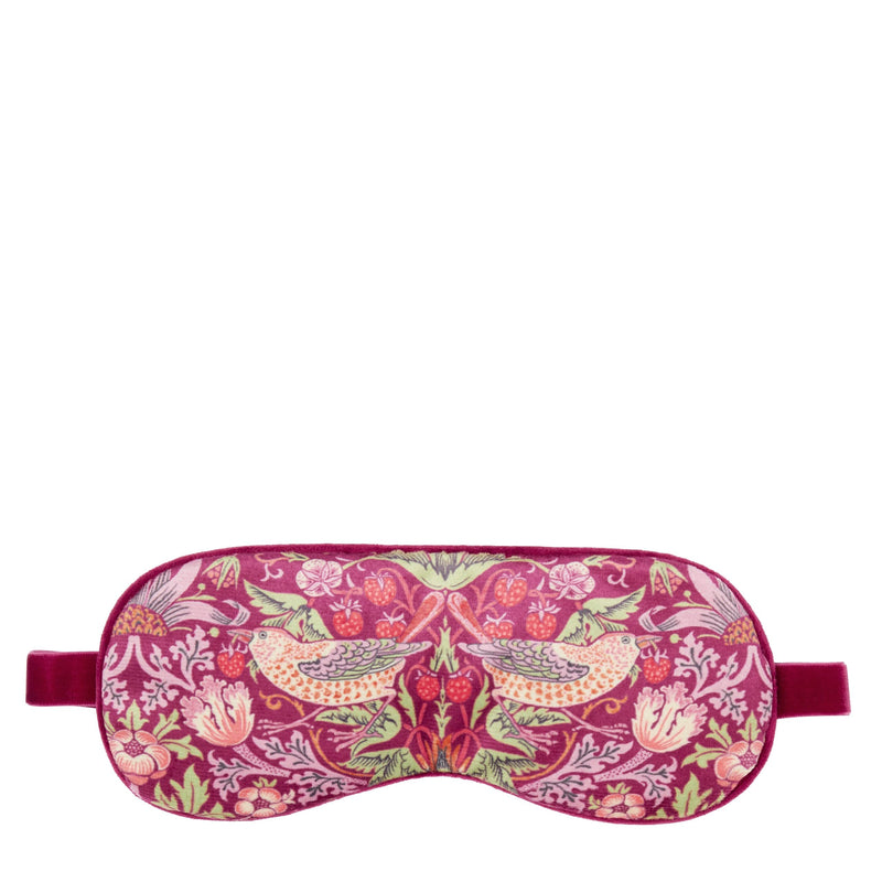 [Australia] - William Morris at Home Lavender Sleep Mask | Sleep In Comfort With Perfect Blackout | Soft Velvet For Comfort | Cruelty Free & Vegan Friendly Strawberry Thief 