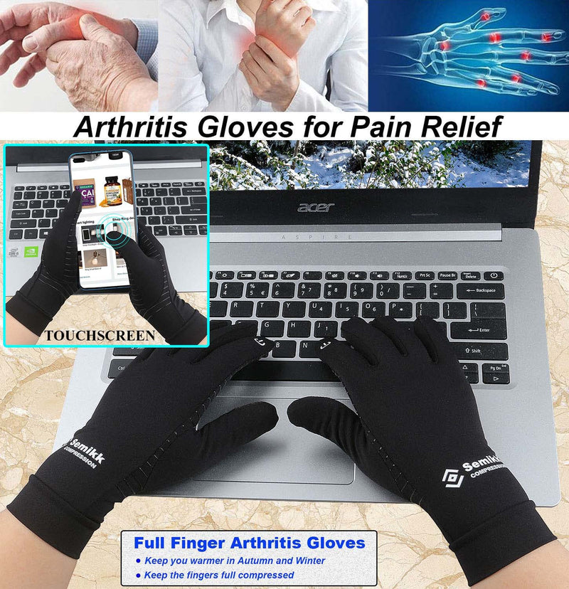 [Australia] - 2 Pairs Copper Compression Full Finger Arthritis Gloves ,Copper Arthritis Glove with Touch Screen Fingers for Men & Women Medium (2 Pair) 