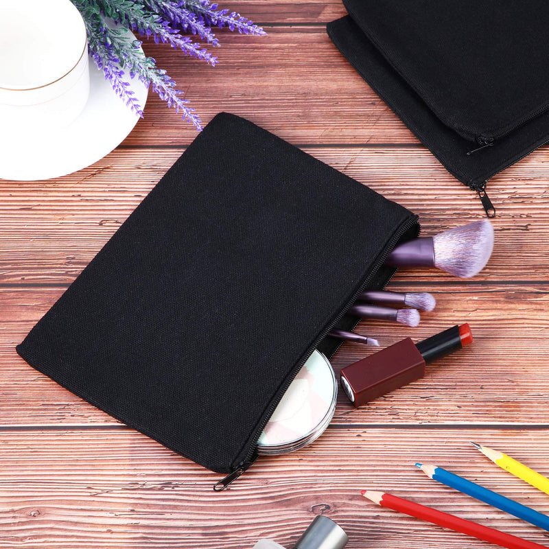 [Australia] - 10 Pieces Cosmetic Bag Multipurpose Makeup Bag with Zipper Canvas Bag Travel Toiletry Pouch DIY Craft Bag Pencil Bag (L, Black) Large 