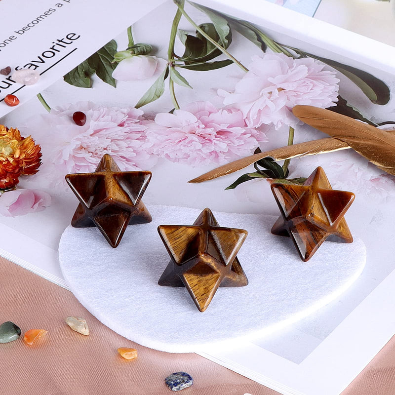 [Australia] - Hxswkk Tiger Eyes Crystal Merkaba Stars Hand Carved Gemstones Therapy for Reiki Spiritual Energy Gifts 1inches 