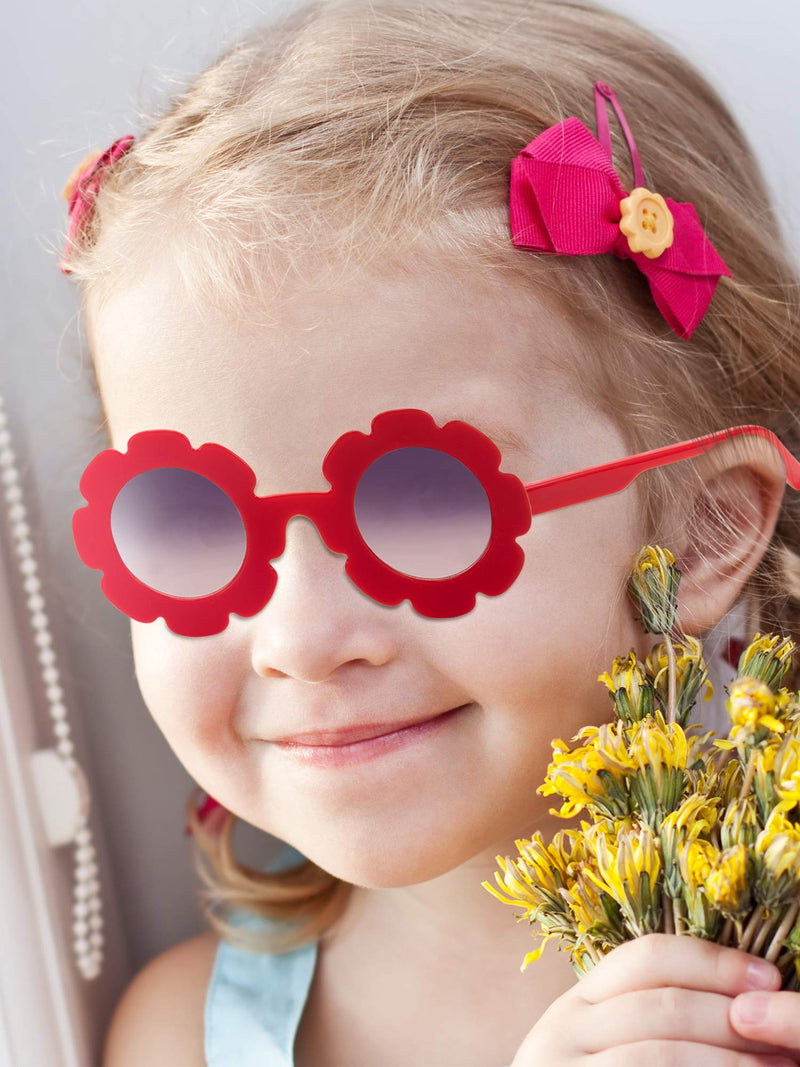 [Australia] - 8 Pieces Kids Sunglasses Cute Round Sunglasses Flower Shaped Sunglasses for Boys Girls Party Accessories (Color 1) 