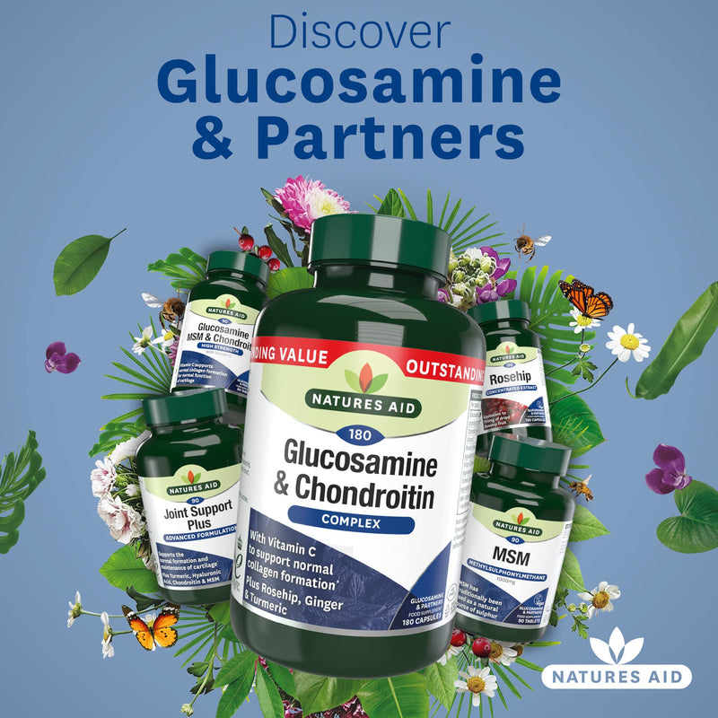 [Australia] - Natures Aid Glucosamine and Chondroitin Complex, with Vitamin C, Rosehip, Ginger and Turmeric, 180 Capsules 