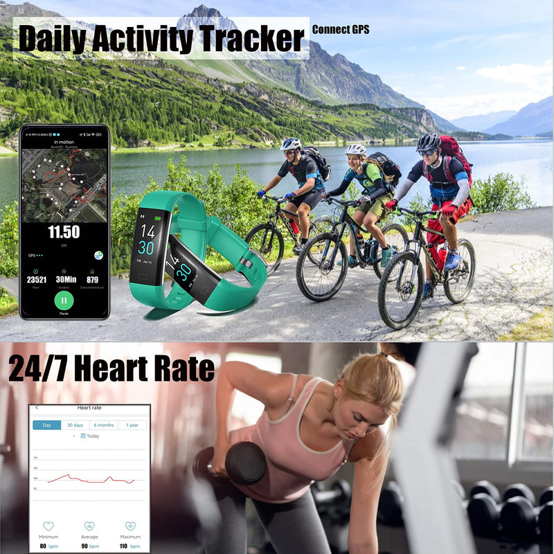 [Australia] - ENGERWALL Fitness Tracker with Step Counter /Calories /Stopwatch, Activity Tracker with Heart Rate Monitor, IP68, Health Tracker with Sleep Tracker, Smartwatch, Pedometer Watch for Women Men Kids Green 