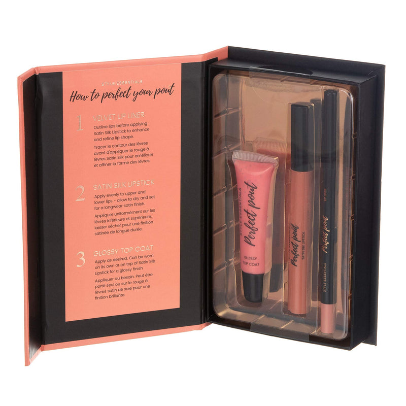 [Australia] - Style Essentials Women's Cosmetics KISS OF NUDE Perfect Pout Kit - Set of 3- Lipstick, Lip Gloss, Lip Liner Set 