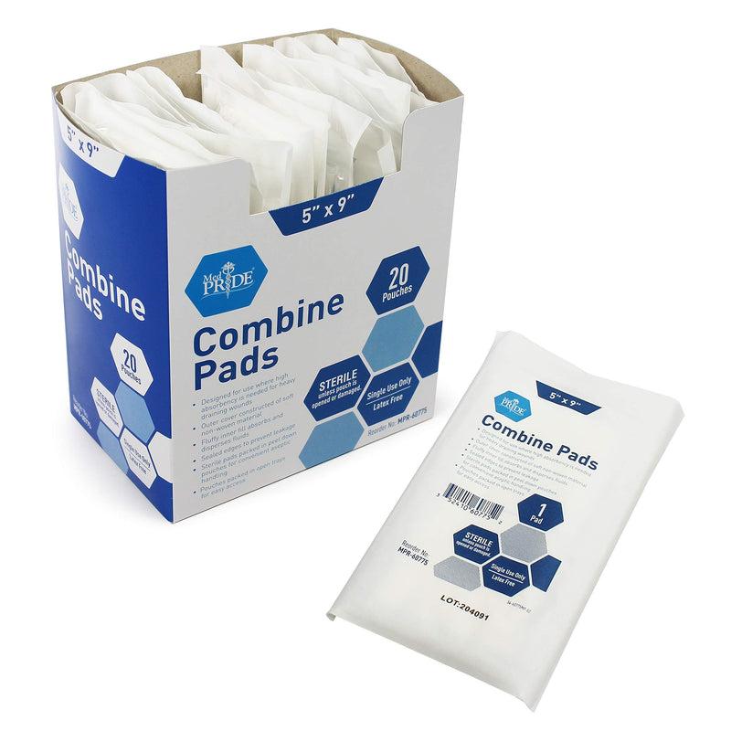 [Australia] - Medpride Sterile Abdominal- ABD Combine Pads| 40-Pack, 5 x 9 Inches| Extra Absorbent & Thick, Individually Wrapped Wound Dressing, First Aid Pads| Surgical-Grade, Nonstick- for Heavy Leakage, Post Op 