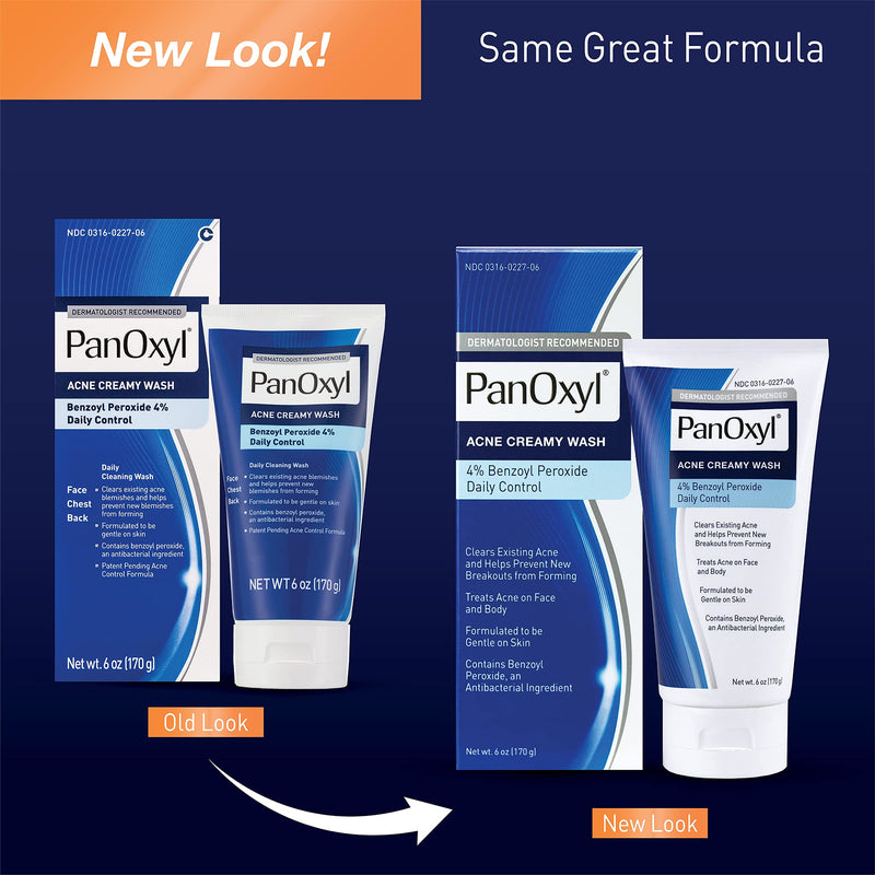 [Australia] - PanOxyl Antimicrobial Acne Creamy Wash, 4% Benzoyl Peroxide, 6 Ounce 4% Wash 