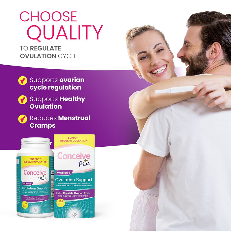 [Australia] - Conceive Plus Ovulation Support - Myo Inositol, CoQ10, Folic Acid Women Fertility Supplement - Female Hormone Balance & Ovarian Support PCOS Capsules - 120 Caps 