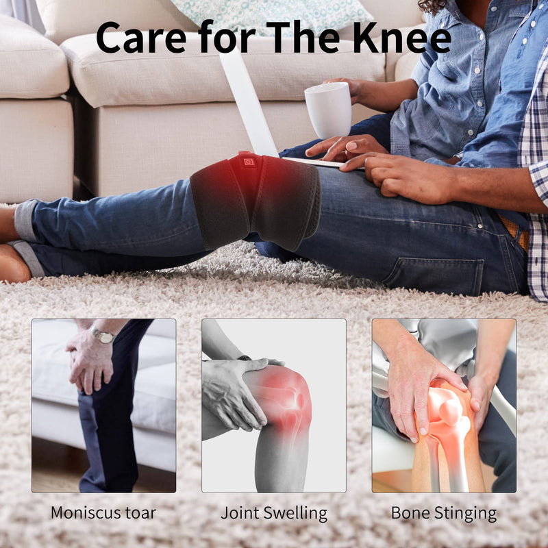 [Australia] - Heated Knee Brace Wrap, Knee Heating Pad for Arthritis Pain Relief, Electric Heat Knee Support with 3 Temperature Control Thermal Therapy for Joint Soreness, Swelling, Cramps, Rheumatism(No Battery) 