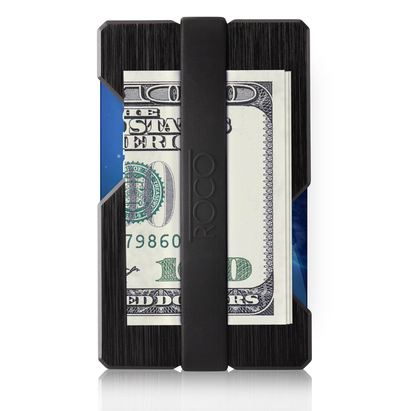 [Australia] - ROCO MINIMALIST Aluminum Slim Wallet RFID BLOCKING Money Clip - Futuristic Design Black 