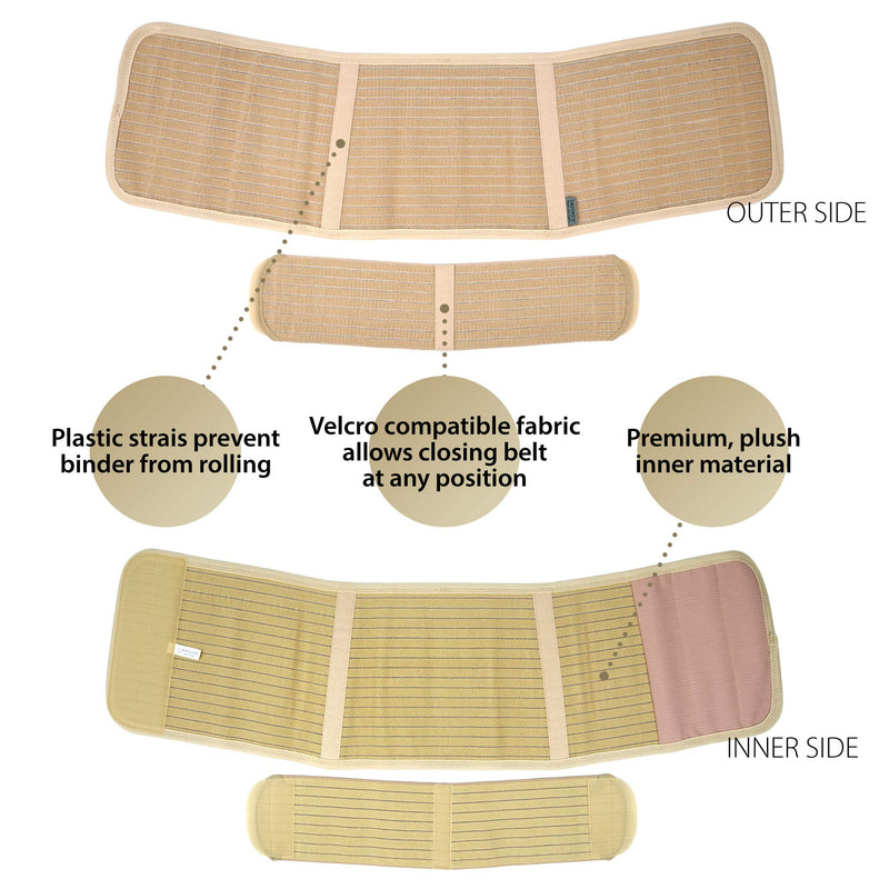 [Australia] - ORTONYX Breathable 9.5" Abdominal Binder/Postpartum Postoperative Wrap/Abdomen Hernia Support Belt for Men and Women - L/XL (32"-43") Beige L/XL (32"-43") 