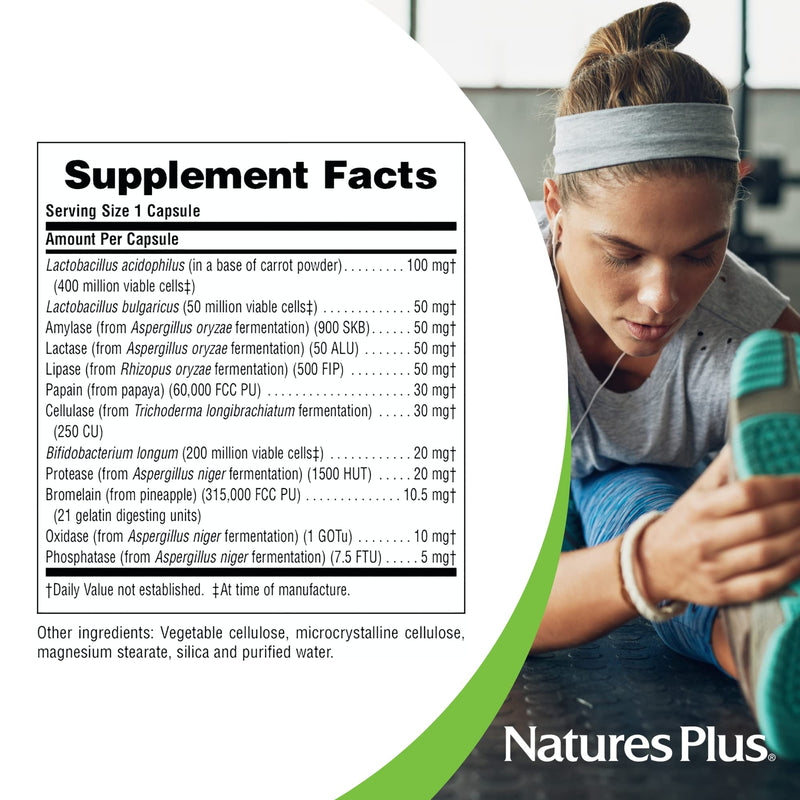[Australia] - NaturesPlus Vibra-Gest - 180 Capsules - Vegetarian Digestive Support Supplement with Probiotics, Live Fruit & Vegetable Enzymes - Natural Live Cultures - 180 Servings 