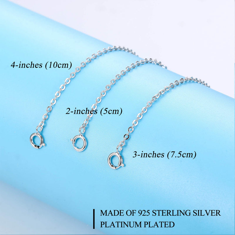 [Australia] - Sllaiss 3 Pieces 925 Sterling Silver Pendant Necklace Bracelet Anklet Chain Extenders for Necklace 14K Gold Plated Rose Gold Plated 2" 3" 4" A：Silver tone 