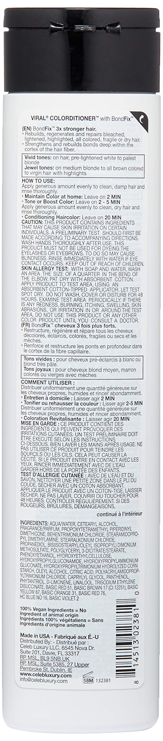 [Australia] - Celeb Luxury Viral Colorditioner: Purple Color Depositing Conditioner, BondFix Bond Rebuilder, 10 Vivid and Pastel Colors, Stops Fade, Conditioner + Vivid Color, Cruelty-Free, 100% Vegan 